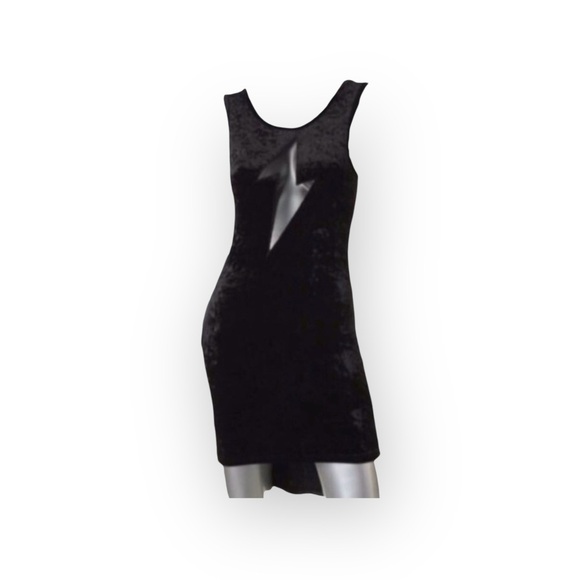 new LF Millau ϟ Cut Out Mesh Bolt Sleeveless Dress ϟ Black Velvet ϟ Small - Picture 11 of 13